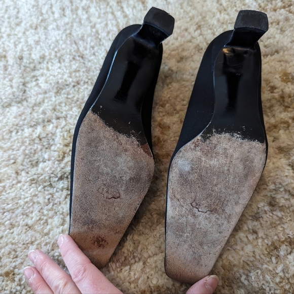 Vintage Stuart Weitzman Leah Square Toe Black Pumps Shoes Women's Size 8.5 N - Picture 11 of 13